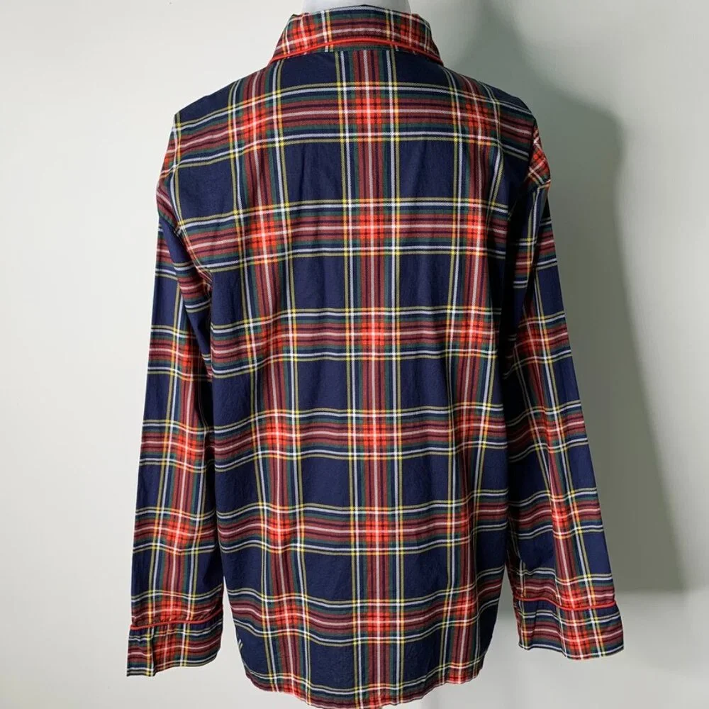 J. Crew Men’s 100% Cotton Red Blue Holiday Plaid Pajama Set Size Medium